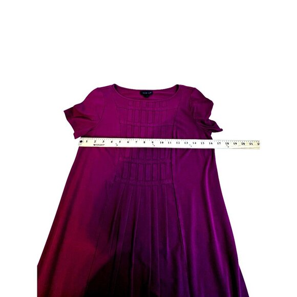 J. Jill Wearever Collection Womens XS Claret Burgundy Pleated Front A-Line Dress - Picture 7 of 9